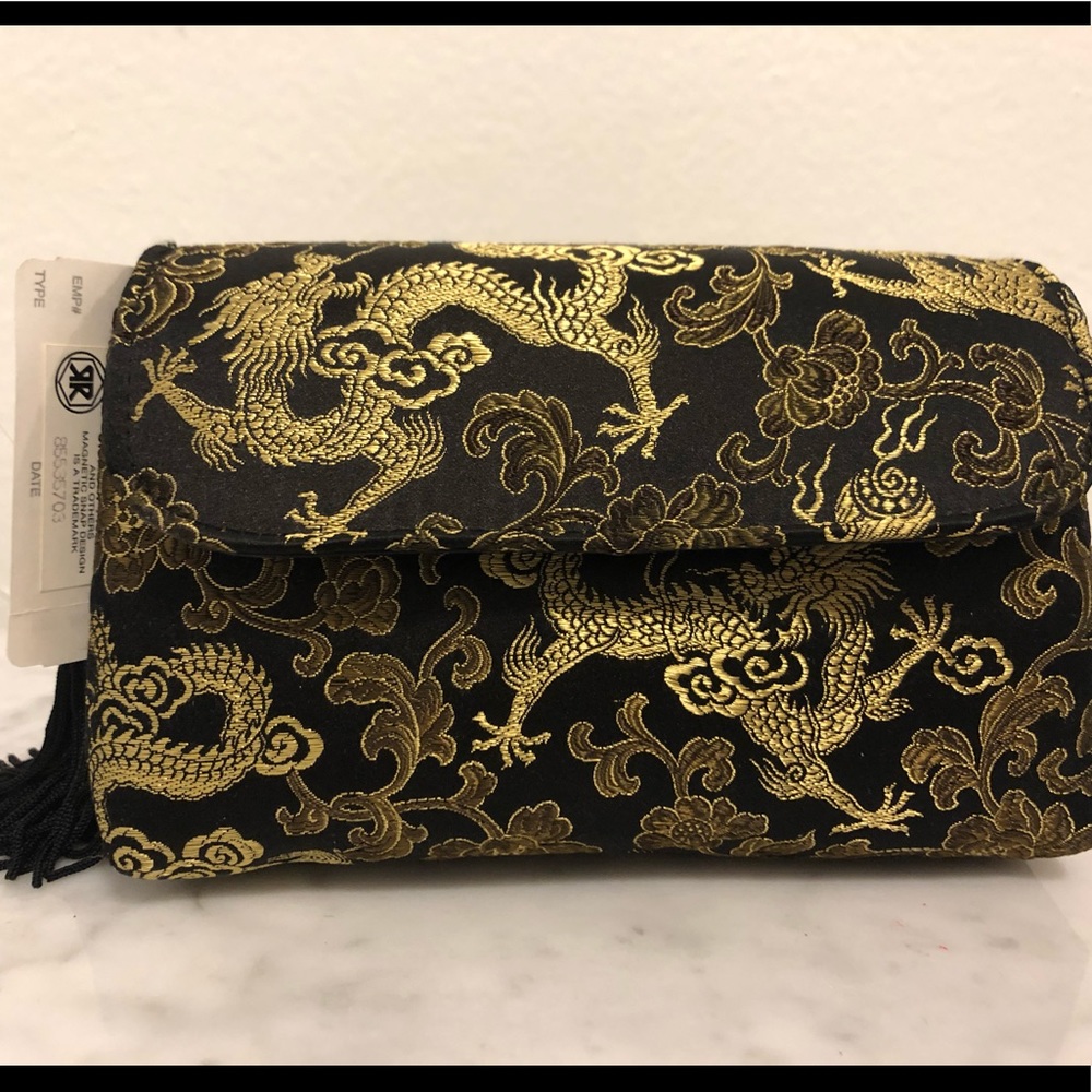 Neiman Marcus Black and Gold Dragon Clutch